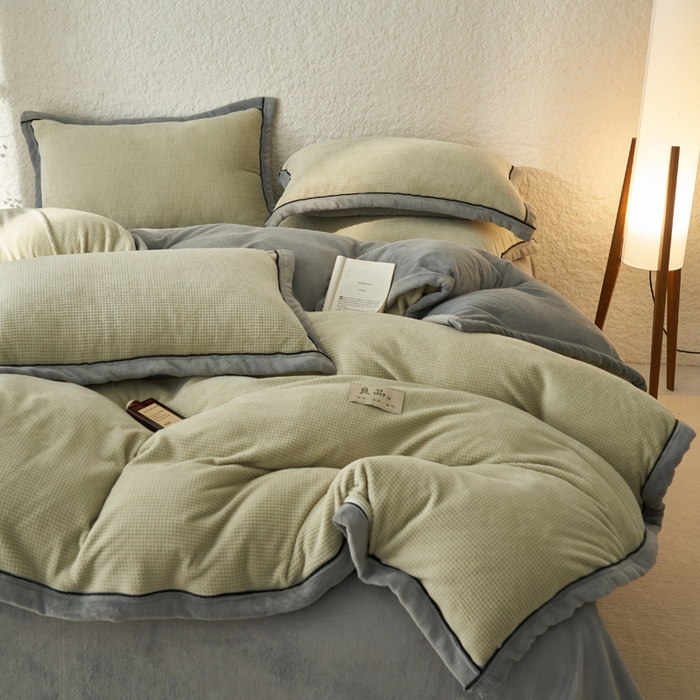 91家纺网 家纺一手货源 找家纺 2024新款牛奶绒华夫格可拆洗冬被被子被芯 华夫格可拆洗-牛油果绿