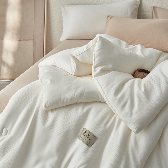 91家纺网 家纺一手货源 找家纺 2024新款b类100%纯棉水洗棉提花大豆纤维冬被 纯棉-条纹华夫格