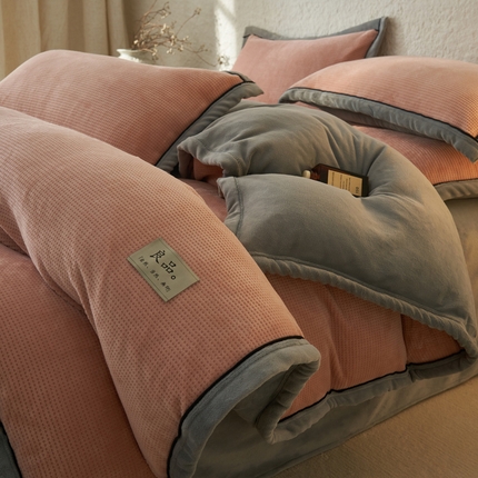 2024新款牛奶绒华夫格可拆洗冬被被子被芯 华夫格可拆洗-豆沙