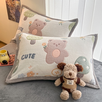 倾慕家纺 2024新款加厚保暖6D立体雪花绒系列-单枕套 森林公园