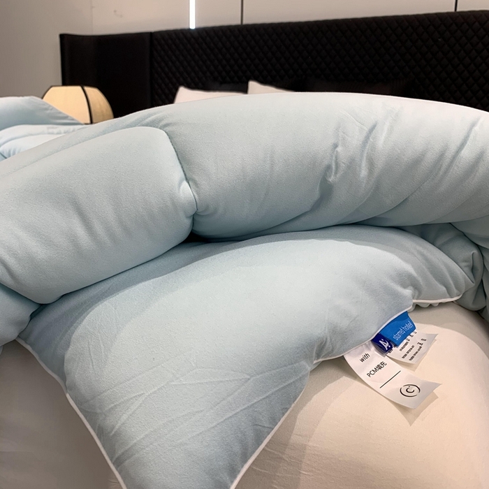 91家纺网 家纺一手货源 找家纺 奈萝家纺 2024新款超柔针织四季恒温春秋被冬被被子被芯 蓝色