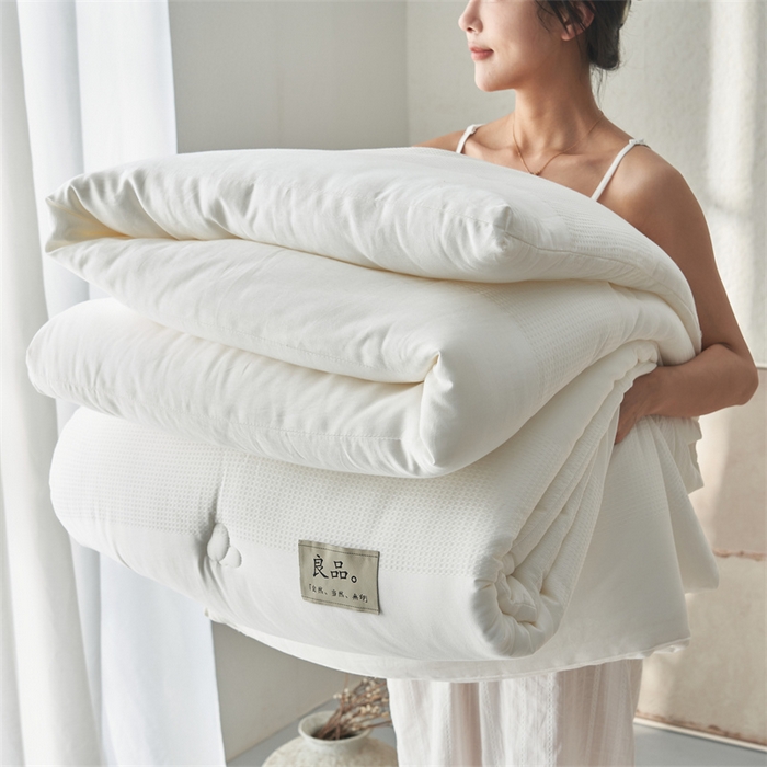 91家纺网 家纺一手货源 找家纺 2024新款b类100%纯棉水洗棉提花大豆纤维冬被 纯棉-条纹华夫格