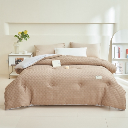 2024新款b类针织良品格大豆纤维冬被被子被芯 良品格-驼+灰