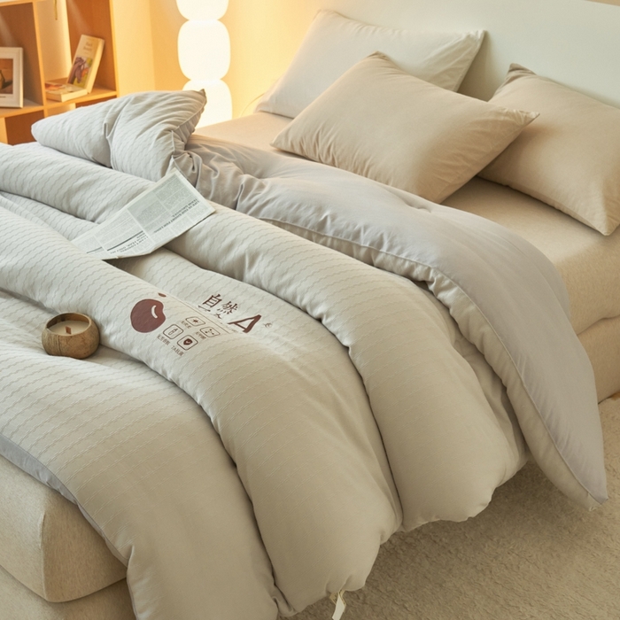 91家纺网 家纺一手货源 找家纺 2024新款b类水洗节节高提花7A抗菌大豆纤维冬被被子被芯 节节高-雅灰色