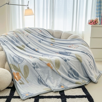 倾慕家纺 2024新款加厚保暖6D立体雪花绒系列-毛毯 紫色郁金香