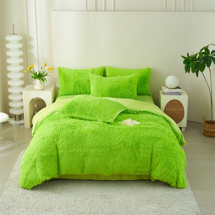 91家纺网 家纺一手货源 找家纺 （总）品尚嘉家纺2025新款纯色水貂绒四件套长毛绒保暖套件