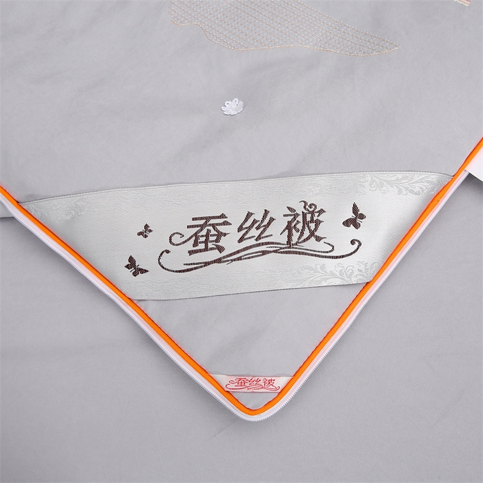 91家纺网 家纺一手货源 找家纺 恒鑫 2025新款全棉绣花桑蚕丝冬被春秋被拉链二合一子母被 夏云灰