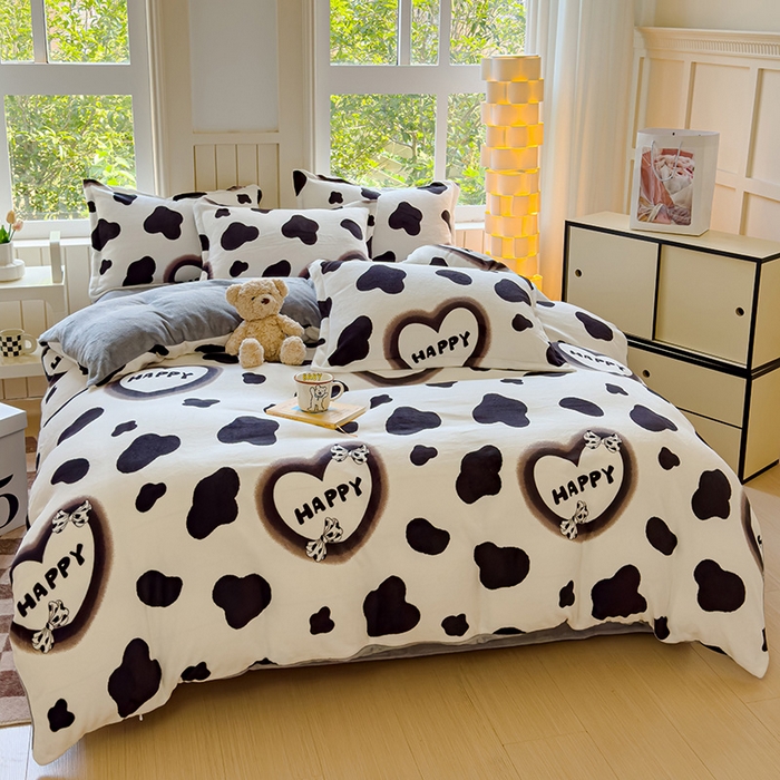 91家纺网 家纺一手货源 找家纺 狂想家 2025新款加厚牛奶绒卡通印花四件套 万事顺遂