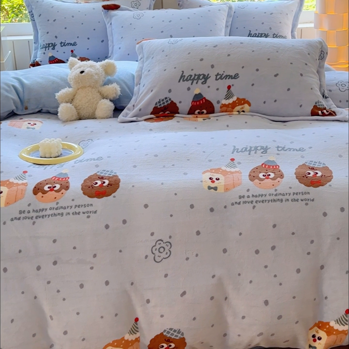 91家纺网 家纺一手货源 找家纺 狂想家 2025新款加厚牛奶绒卡通印花四件套 趣多多