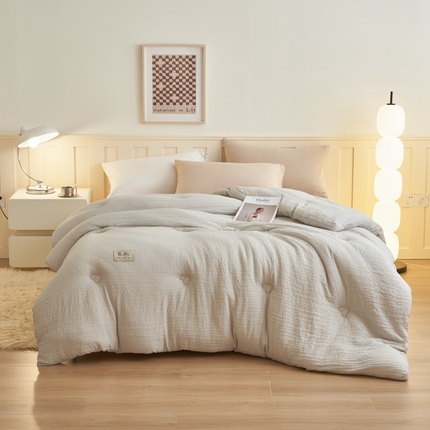 子由 2024新款b类韩系邹邹格大豆纤维冬被被子被芯 邹邹格-浅灰