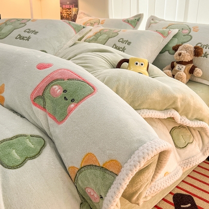 91家纺网 家纺一手货源 找家纺 （总）倾慕家纺 2024新款加厚保暖6D立体雪花绒系列-四件套