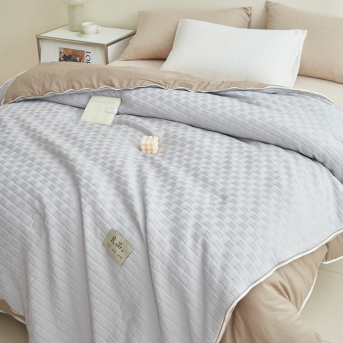 91家纺网 家纺一手货源 找家纺 子由 2024新款b类良品格子母冬被被子被芯 子母被-灰+驼