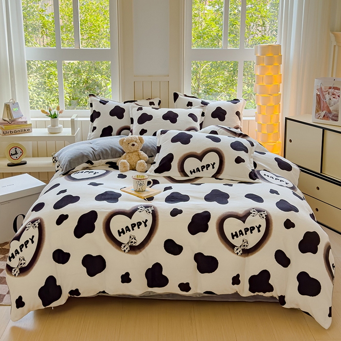 91家纺网 家纺一手货源 找家纺 狂想家 2025新款加厚牛奶绒卡通印花四件套 万事顺遂