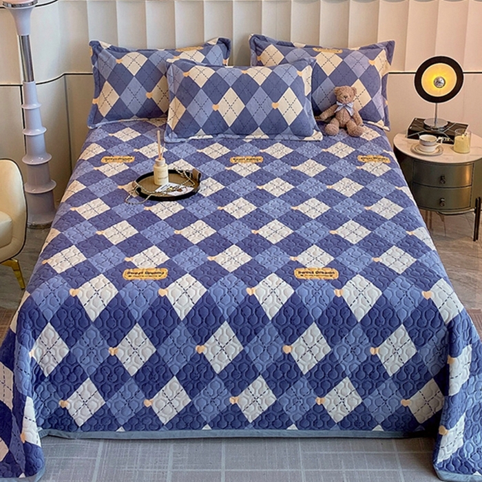 91家纺网 家纺一手货源 找家纺 凯儿 2025新款A类牛奶绒印花单床盖三件套 英伦时光