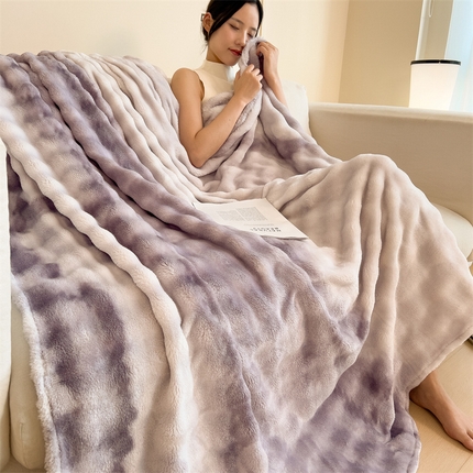 91家纺网 家纺一手货源 找家纺 （总）兄弟坊 2025新款双面兔毛印花毛毯 午睡毯 盖毯