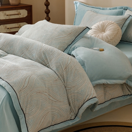 2024新款牛奶绒染色雕花可拆洗冬被被子被芯 意境云海