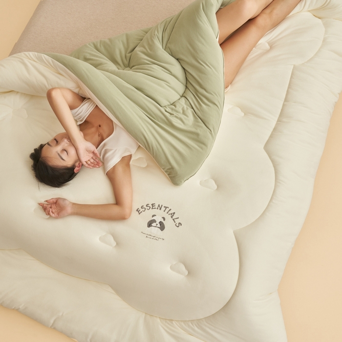 91家纺网 家纺一手货源 找家纺 2024新款b类针织德绒猫猫大豆冬被被子被芯 猫猫被-奶杏