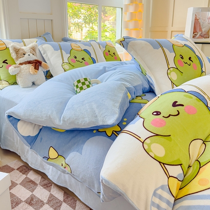 91家纺网 家纺一手货源 找家纺 （总）狂想家 2025新款加厚牛奶绒卡通印花四件套