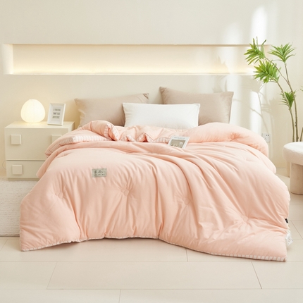 2024新款b类简约条纹立体大豆纤维冬被被子被芯 条纹立体-浅粉