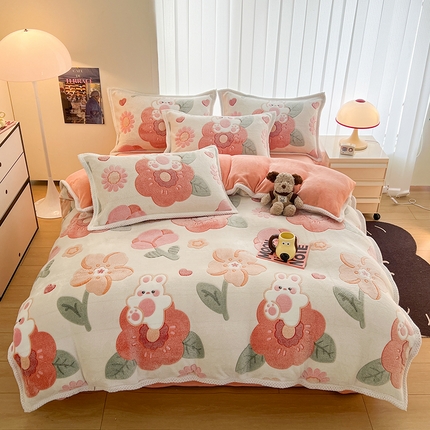 91家纺网 家纺一手货源 找家纺 （总）倾慕家纺 2024新款加厚保暖6D立体雪花绒系列-单被套