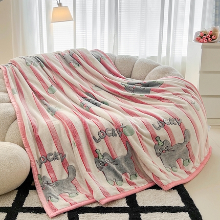 倾慕家纺 2024新款加厚保暖6D立体雪花绒系列-毛毯 时尚猫咪