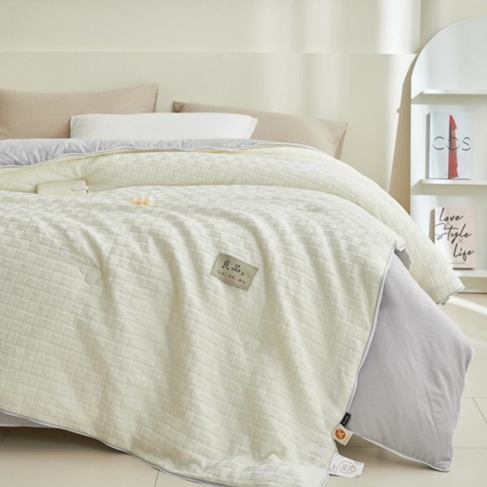 91家纺网 家纺一手货源 找家纺 子由 2024新款b类良品格子母冬被被子被芯 子母被-白+灰