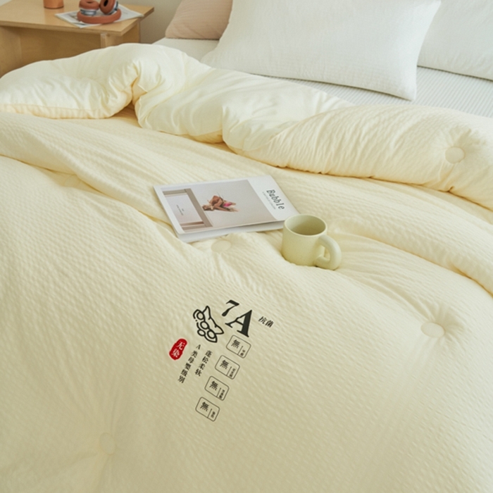 91家纺网 家纺一手货源 找家纺 子由 2024新款b类泡泡格7A抗菌大豆纤维冬被被子被芯 泡泡格-奶昔白