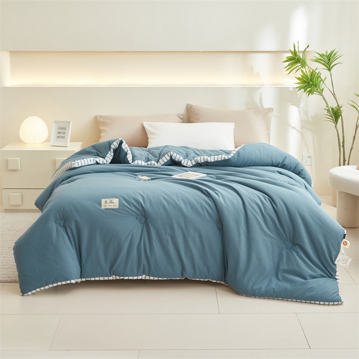 91家纺网 家纺一手货源 找家纺 （总）2024新款b类简约条纹立体大豆纤维冬被被子被芯