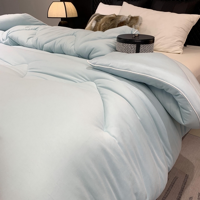 91家纺网 家纺一手货源 找家纺 奈萝家纺 2024新款超柔针织四季恒温春秋被冬被被子被芯 蓝色