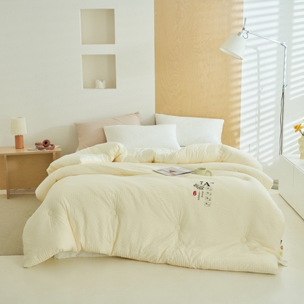 子由 2024新款b类泡泡格7A抗菌大豆纤维冬被被子被芯 泡泡格-奶昔白