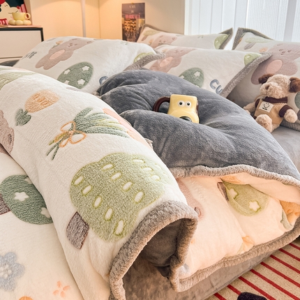 91家纺网 家纺一手货源 找家纺 （总）倾慕家纺 2024新款加厚保暖6D立体雪花绒系列-四件套