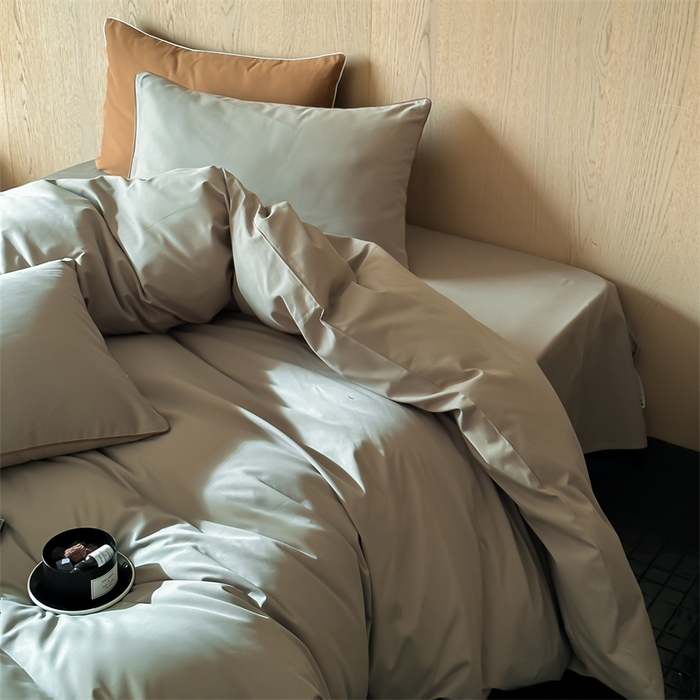 91家纺网 家纺一手货源 找家纺 三味舒屋 2024秋冬美拉德色系50s全棉磨毛四件套-棚拍详情图 竹青