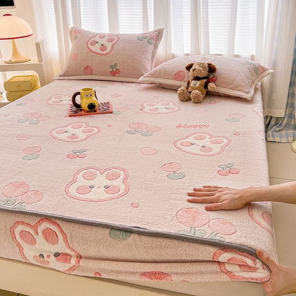 91家纺网 家纺一手货源 找家纺 （总）倾慕家纺 2024新款加厚保暖6D立体雪花绒系列-单床笠