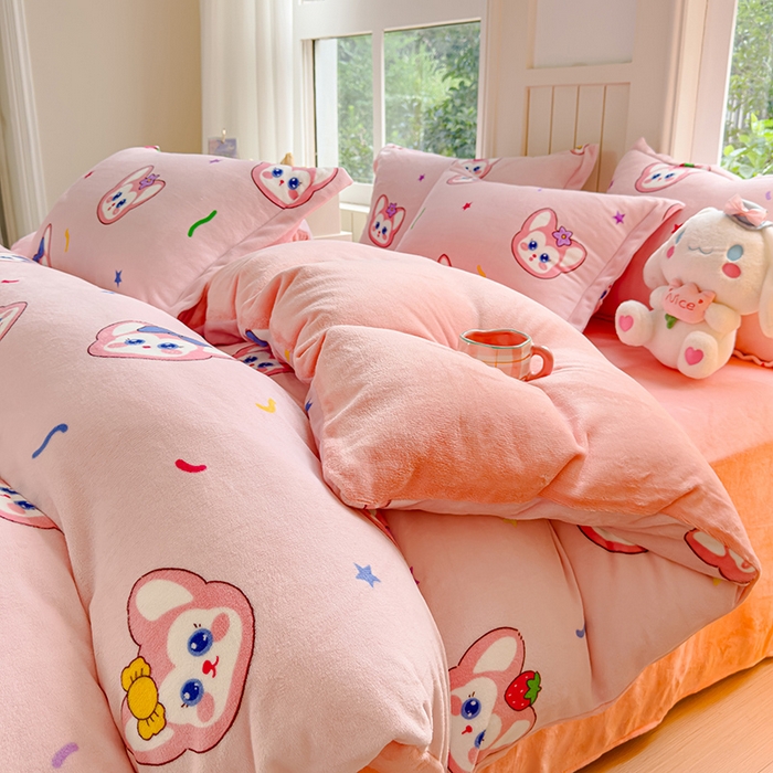 91家纺网 家纺一手货源 找家纺 狂想家 2025新款加厚牛奶绒卡通印花四件套 幸运狐狸