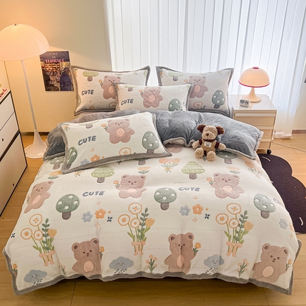 倾慕家纺 2024新款加厚保暖6D立体雪花绒系列-单被套 森林公园