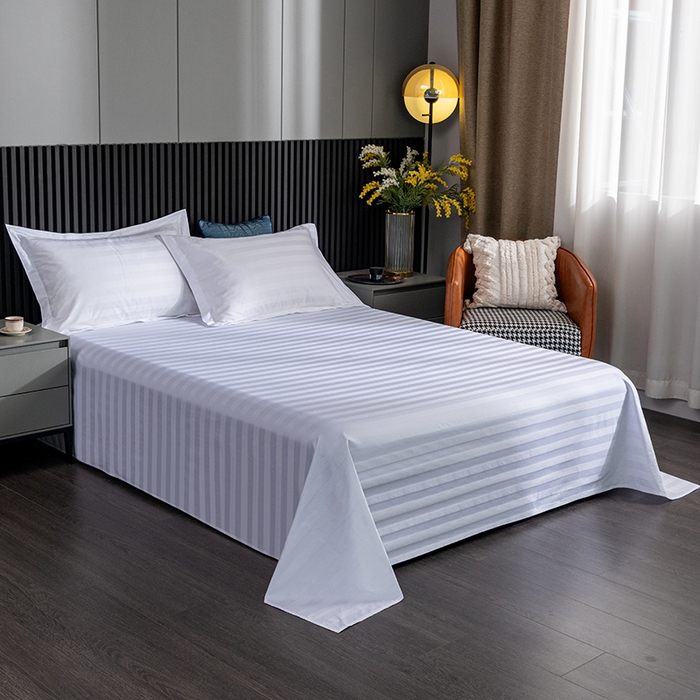 91家纺网 家纺一手货源 找家纺 （总）宜眠家纺 2024高端新款连锁酒店四件套60支全棉纯棉缎条五星级酒店宾馆四件套