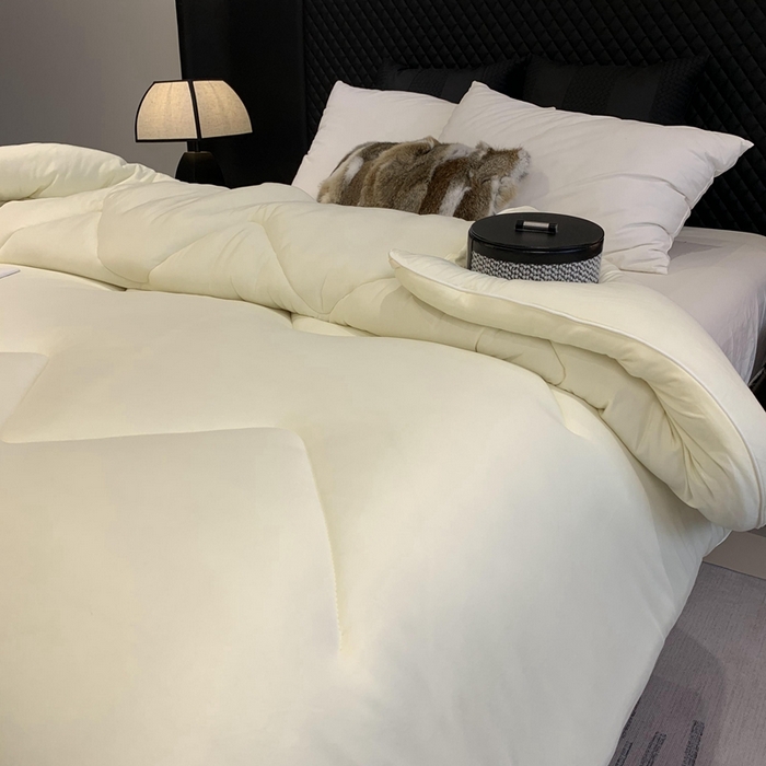 91家纺网 家纺一手货源 找家纺 奈萝家纺 2024新款超柔针织四季恒温春秋被冬被被子被芯 米黄