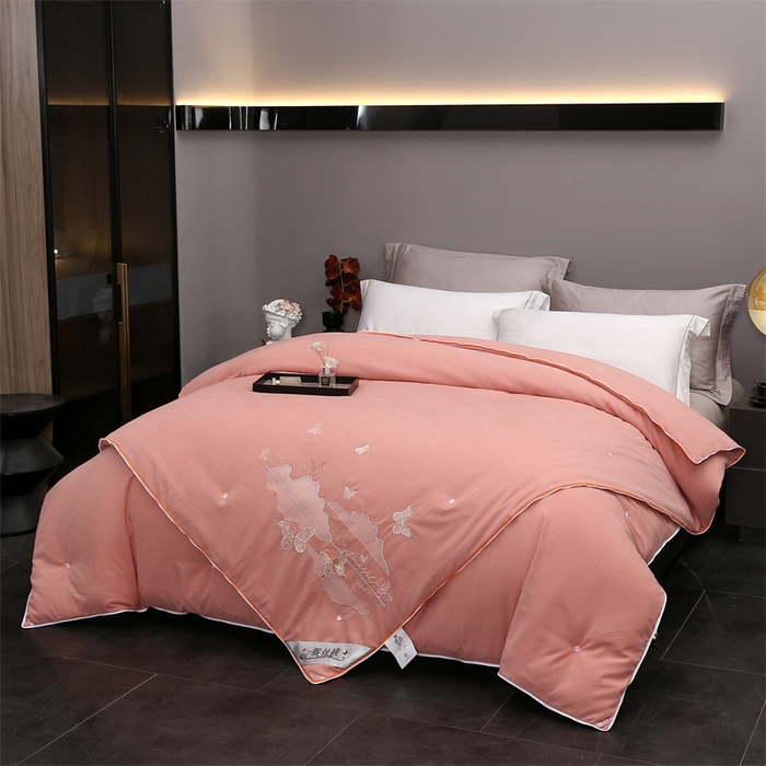 91家纺网 家纺一手货源 找家纺 恒鑫 2025新款全棉绣花桑蚕丝冬被春秋被拉链二合一子母被 轻柔玉