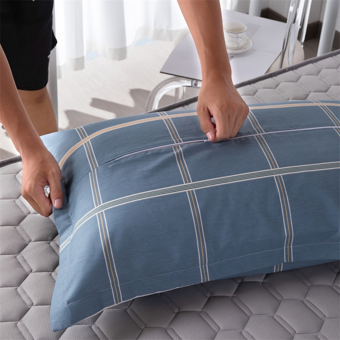 91家纺网 家纺一手货源 找家纺 凌云家纺 2025新款A类全棉拉链式枕套 绅士蓝