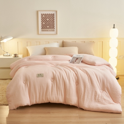 子由 2024新款b类韩系邹邹格大豆纤维冬被被子被芯 邹邹格-浅粉