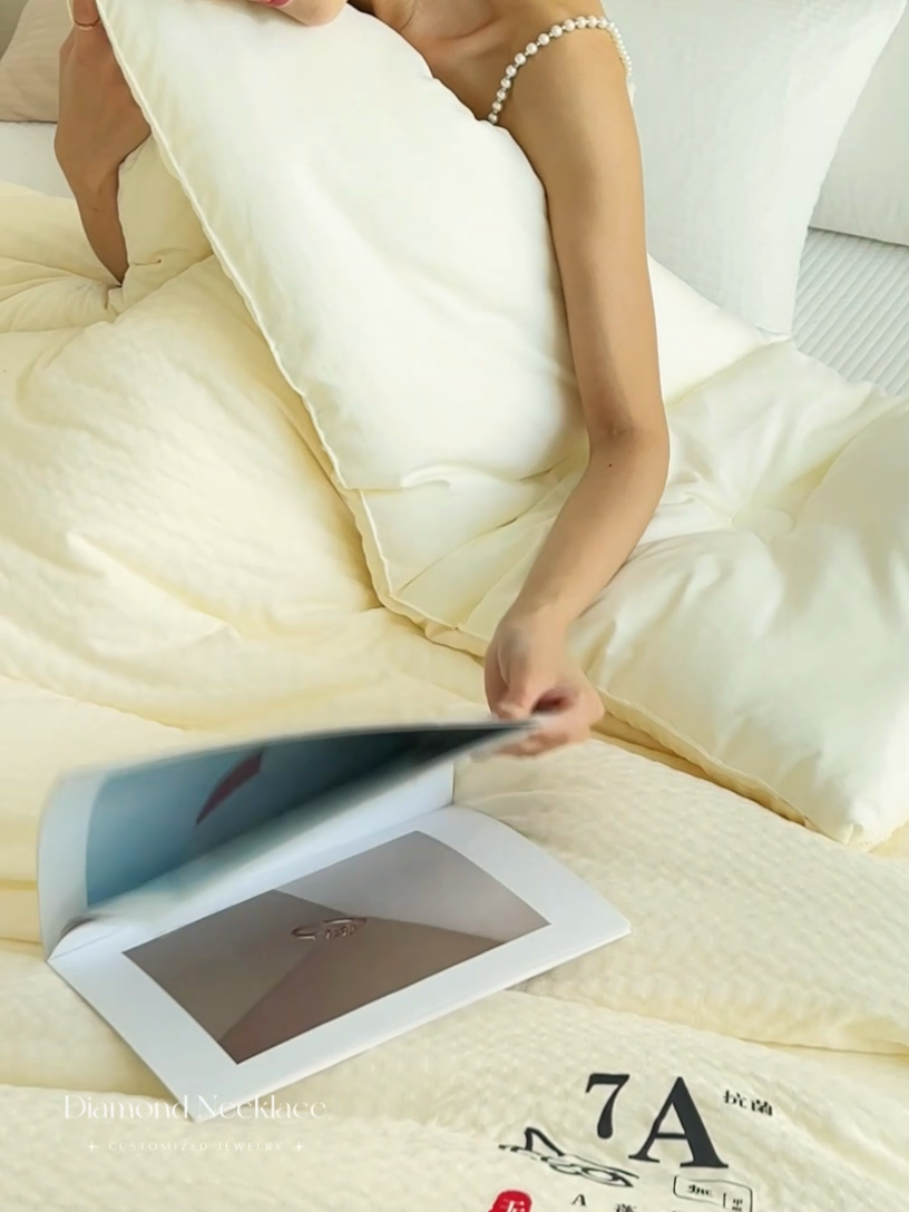 91家纺网 家纺一手货源 找家纺 子由 2024新款b类泡泡格7A抗菌大豆纤维冬被被子被芯 泡泡格-奶昔白