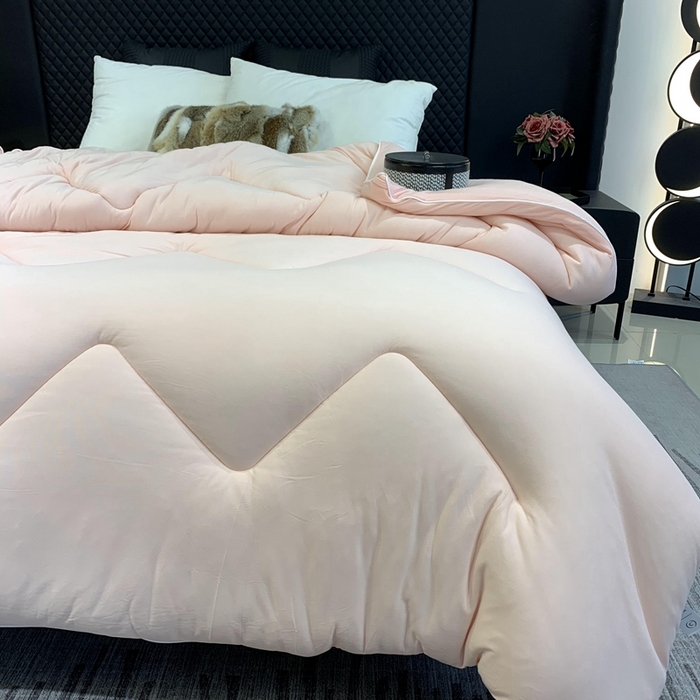 91家纺网 家纺一手货源 找家纺 奈萝家纺 2024新款超柔针织四季恒温春秋被冬被被子被芯 粉色