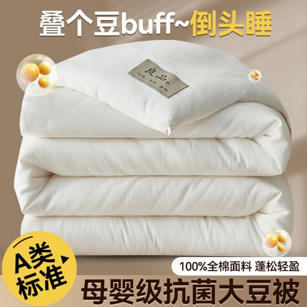 2024新款b类100%纯棉水洗棉提花大豆纤维冬被 纯棉-条纹华夫格