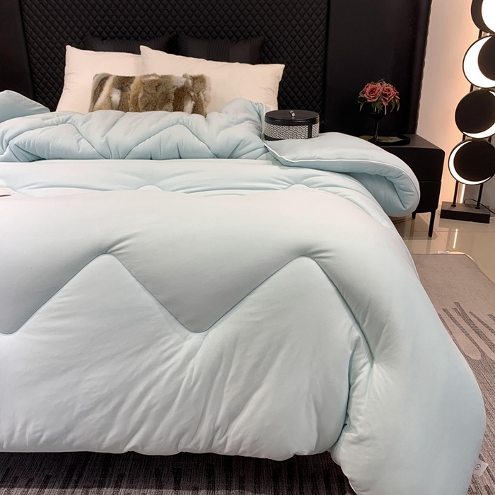 91家纺网 家纺一手货源 找家纺 奈萝家纺 2024新款超柔针织四季恒温春秋被冬被被子被芯 蓝色