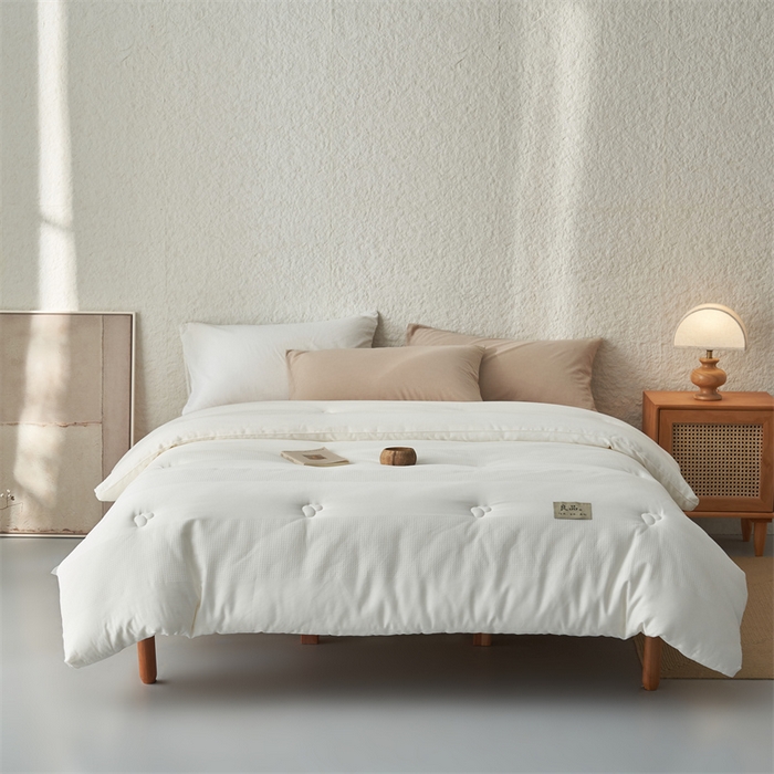 91家纺网 家纺一手货源 找家纺 2024新款b类100%纯棉水洗棉提花大豆纤维冬被 纯棉-条纹华夫格