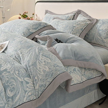 91家纺网 家纺一手货源 找家纺 总 妮恒美 2024新款提花大包边牛奶绒床笠款四件套11