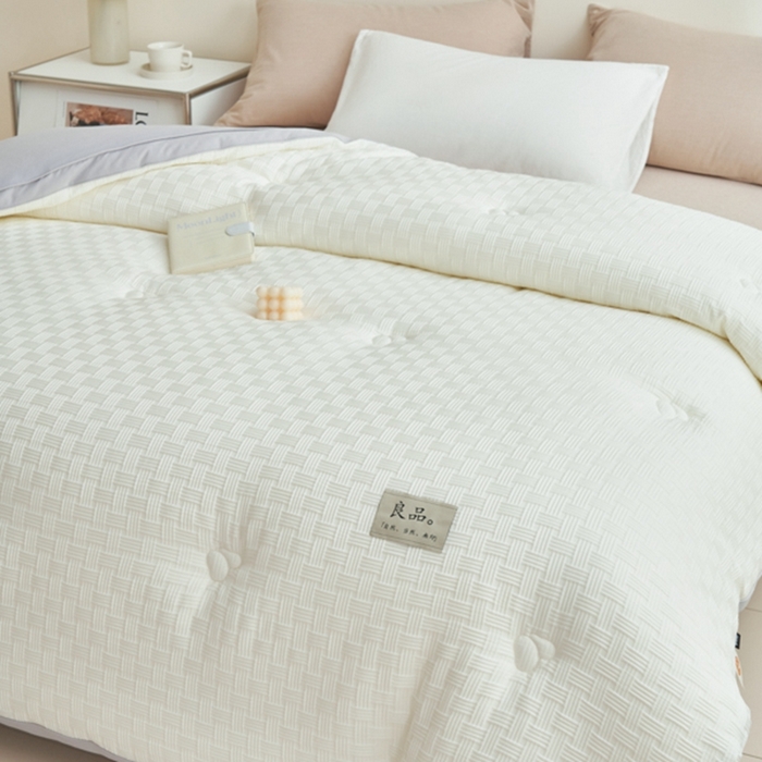 91家纺网 家纺一手货源 找家纺 2024新款b类针织良品格大豆纤维冬被被子被芯 良品格-白+灰