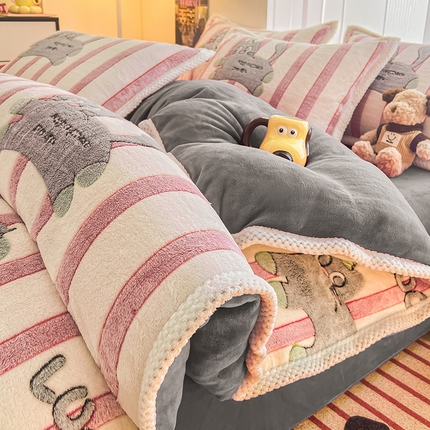 91家纺网 家纺一手货源 找家纺 （总）倾慕家纺 2024新款加厚保暖6D立体雪花绒系列-四件套