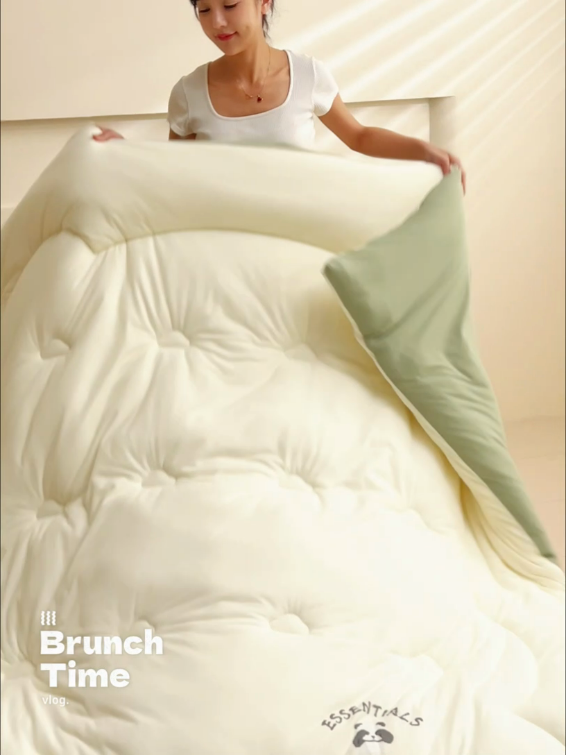 91家纺网 家纺一手货源 找家纺 2024新款b类针织德绒猫猫大豆冬被被子被芯 猫猫被-奶杏