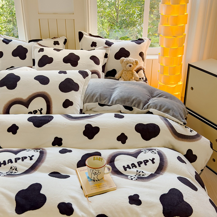 91家纺网 家纺一手货源 找家纺 狂想家 2025新款加厚牛奶绒卡通印花四件套 万事顺遂